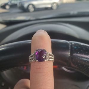 David Yurman Petite Wheaton Ring in Amethyst & Pave Diamonds